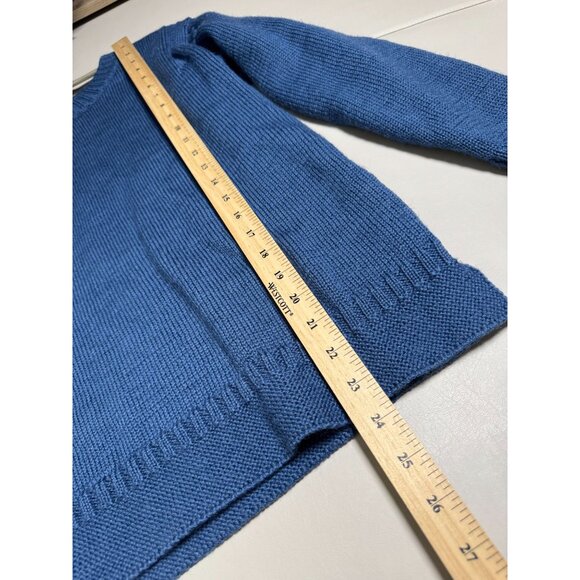 WoolOvers Blue 100% Wool Crewneck Sweater Long Sleeve Knit Womens Size Blue - Picture 7 of 15